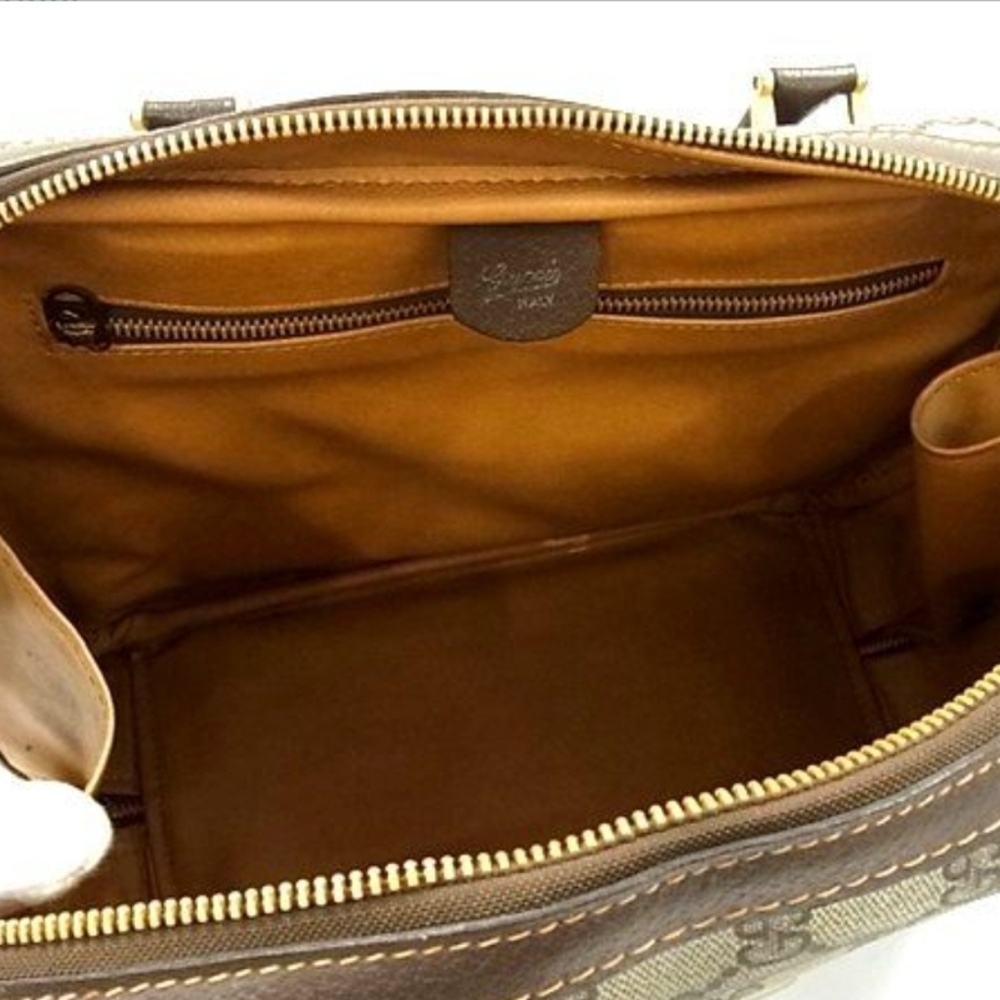 Gucci Beige and Brown GG Monogram Satchel - Picture 4 of 6